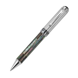 Xezo Maestro Twist Action Ballpoint Pen, Medium Point. Black Mother of Pearl with Chrome Plating. Handcrafted, Limited Edition, Serialized