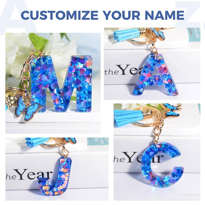 Fmeida Initial Letter Keychains for Women Cute Butterfly Key Chain