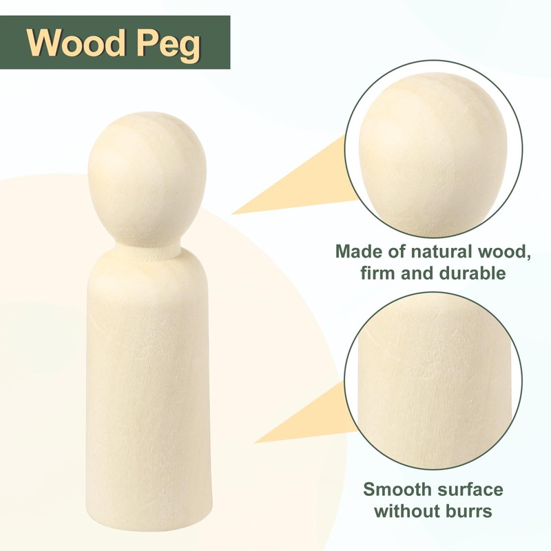 sourcing map 2 Pack Wood Peg, 5 Inch Boy-Shape Wooden