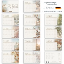 Calendar Wall Calendar Monthly Calendar 2025 in A4 Beige with KW 's Holidays and Holiday Plan / Holiday Overview Lots of Space to Write Months Family Planner 30 x 21 cm High Quality Business Boho