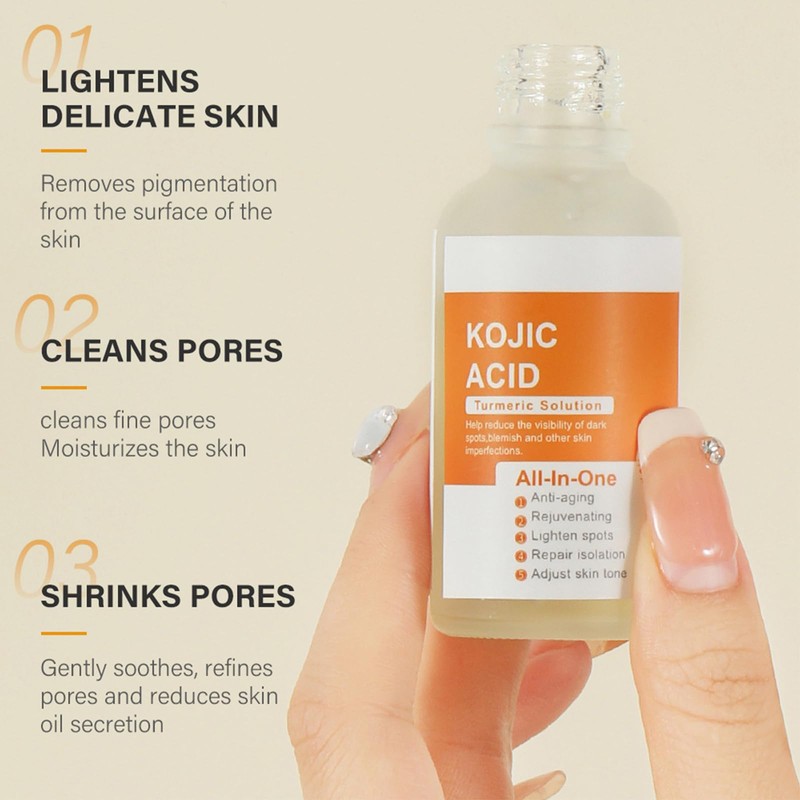 Turmeric Kojic Acid Serum, Natural Skin Lightener for Even Complexion,