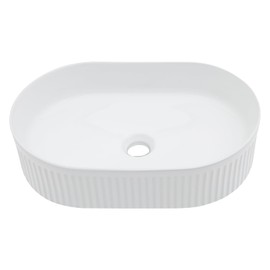 Lordear Vessel Sink Oval 19 x 12 Inch White Ceramic Countertop Basin Modern Above Counter Bathroom Vanity Art Basin Glossy White