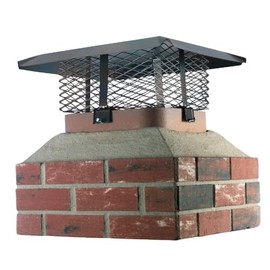 HY-C SCADJ-L Shelter Adjustable Clamp On Single Chimney Cover, Fits Outside Various Sizes of Existing Clay Flue Tile, Large, Black Galvanized Steel