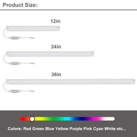 LAIFUNI Under Cabinet Lights with Remote, 20 Color Changeable Closet Lights, Dimmable LED Light Bar, RGB Lighting for Desk, Counter, Workbench, Kitchen, Shelf (12 Inch)