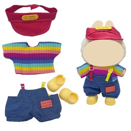 17cm Doll Clothes Set - Casual Outfits Red Hat Overalls Boys and Girls Stylish Adorable Dolls Clothes Accessories(No Doll)