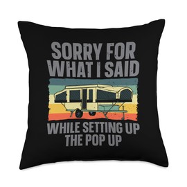 Funny Pop Up Camper Art for Men Women Pop Up Camping Lovers Throw Pillow