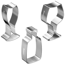 Bakerpan Stainless Steel Wine Glass Cookie Cutter, Wine Bottle Cutter, Wine Cookie Cutter Set