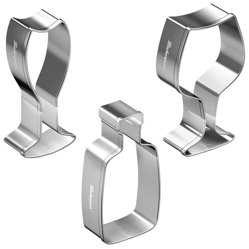 Bakerpan Stainless Steel Wine Glass Cookie Cutter, Wine Bottle Cutter,