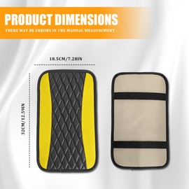 Lyxheth Car Center Console Cover, Car Armrest Cover, Universal Leather Waterproof Armrest Seat Box Cover Protector, Comfortable Car Decor Accessories Arm Rest Cover Pad for Most Cars (Yellow)