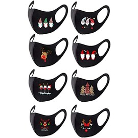 Geduoer Unisex Adult Protective_Cover_Mask_Face For Christmas Colorful Washable Reusable Ice Silk (8PC-A)