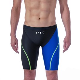 MY KILOMETRE Athletic Men's Swimsuit Jammer Quick Dry Training Endurance Swimsuit UPF 50+ Black/Light Blue