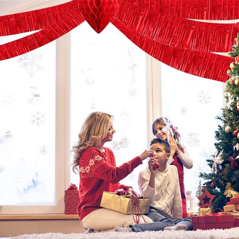 TONIFUL Metallic Fringe Curtain