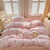 Gingham Duvet Cover Set Queen Size Pink Plaid Grid Checkered