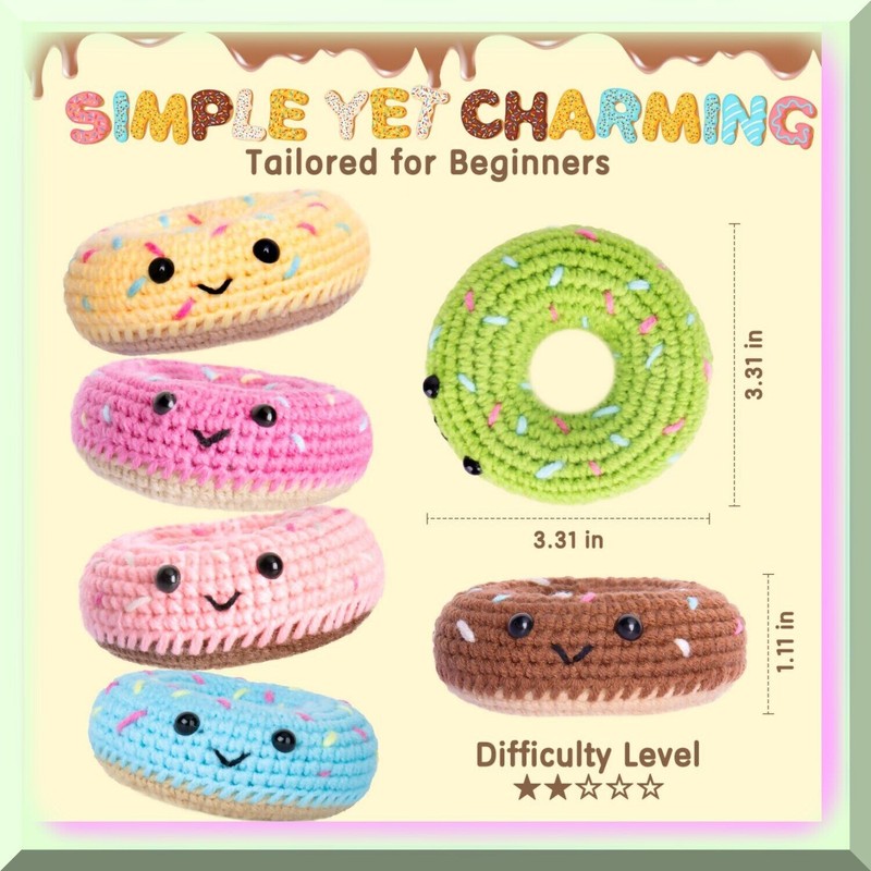 Zyvaire Crafty Donut Crochet Kit: Beginner's Starter Set with Step-by-Step