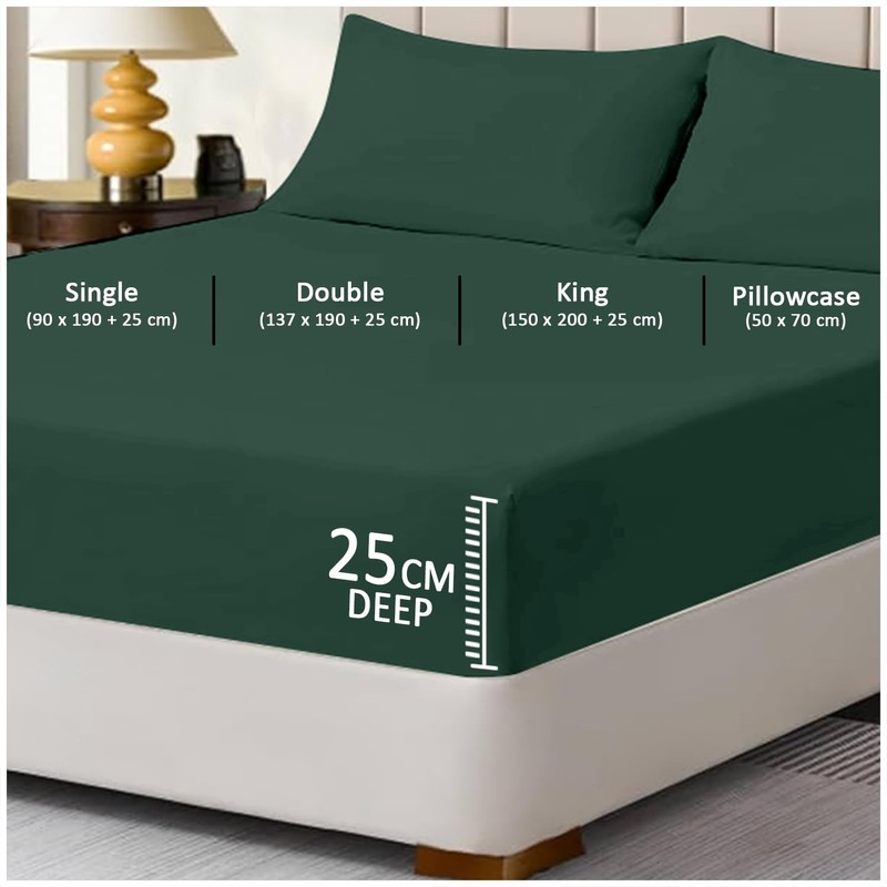 Microfiber Fitted Sheet Double - Plain Bed Sheets - Deep
