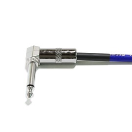 ExcelValley - 1 Piece - Right Angle Guitar Pedal Effect Mono Patch Cables Leads - 6.35mm 1/4" [Silver - Blue | 20 cm - 7.87"]