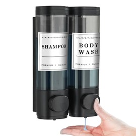 Shampoo and Conditioner Dispenser,Unisense Shower Soap Dispenser 2 Chamber No Drill Wall-Mounted Shampoo Dispenser for Shower Wall Mounted Shower Dispenser for Bathroom Hotel Large Capacity,Black