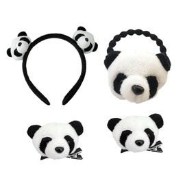 TOVINANNA 4Pcs Cute Panda Hair Accessories Adorable Hair Band Hair Clips Hair Rope for Daily Use Parties Materials for Adults
