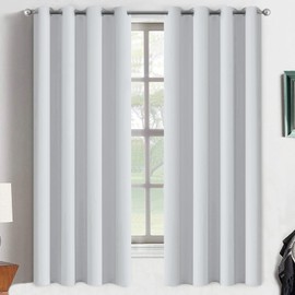 Yakamok Room Darkening Thermal Insulated Grommet Small Curtain Bonus 2 Tie Backs Included,Set of 2,Greyish White,52" Wide x 63" Long