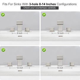 Patent No. : US D967,340 S, GAGALIFE 8 Inch Waterfall Bathroom Faucets 3 Hole - Brushed Nickel Widespread Bathroom Faucet with Pop-up Drain, Two Handle Bathroom Sink Faucet, Patent No. : US D967,340 S