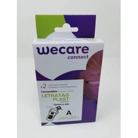 Wecare 2x Ink Ribbon Black on White 12 mm / 4 m Compatible with Dymo LetraTag Plast S0721660