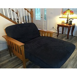 OctoRose Twin Size 39x75x8 inch 3 Side Zipper Classic Soft Micro Suede Futon Cover Sofa Daybed Mattress Slipcover (Black, Twin Size)