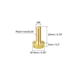 sourcing map Knurled Screws M6 x 20 mm Brass Flat Screws Handle Knobs Fasteners for PC Electronic Mechanical Pack of 2