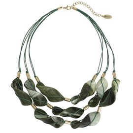 BOCAR 3 Strand Statement Acetate Necklace Women Fashion Resin Multi Layered Collar Necklaces (NK-10660-Deep Green)