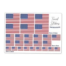 A5 Sticker Sheet United States Flag Vinyl Stickers - USA Travel Holiday World Geography School Labels Scrapbooking 5cm | 3cm | 2cm #81448