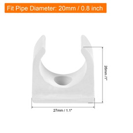 sourcing map 10PCS PVC U-Shaped Conduit Clip Push in Saddle for 20mm Tube Dia Securing for Conduit Hose