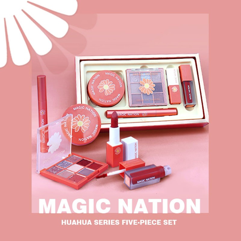 KIADZIE メイクアップセット 長持ち口紅 シアーリップグロス ウォータティント ボリュームマスカラ ルースパウダー ウォータープルーフアイシャドウ 初心者向け トラベルギフト（01-オレンジ）