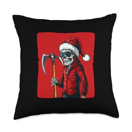 Enter the Xmas with the Grim Reaper and His Scythe Outfit Throw Pillow