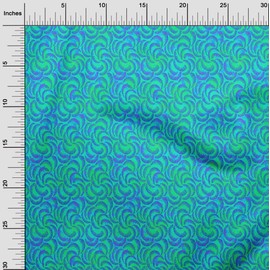 oneOone Cotton Jersey Sea Green Fabric Batik Sewing Material Print Fabric by The Meter 58 Inch Wide