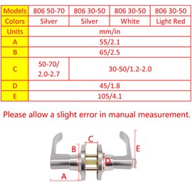 TopHomer Door Lever Lock Door Handle for Indoor Use with 3 Keys for 30-50mm Thickness Bedroom Bathroom Office Door Silver