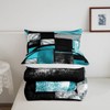 jejeloiu Abstract Turquoise and Black Bedding Set King Size, Grunge