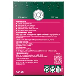 Nature's Own Collagen + Skin Support Tablets 60 - Supports Collagen Formation, Skin, Hair, & Nail Health - Reduces Free Radicals formed in the body- Effervescent, Mango Flavoured