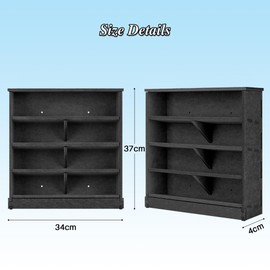 Felt Monster Trucks Display Case, Wall-Mounted 16 Slot Storage Case, Groove Fixation Container Holder (Black - New Version)