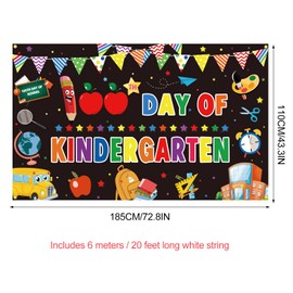 PTFNY Kindergarten Backdrop, 100th Day Party Decoration, Polyester, 110 x 185 cm (43 x 73 Inch), Includes White Ropes