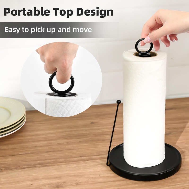 GOWODOOO Countertop Paper Towel Holder for Kitchen–Weighted Base with Non-Slip