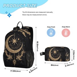 ALAZA Cresent Moon Dreamcatcher Witchy Backpack and Lunch Bag Set Back Pack Bookbag Cooler Case Kits