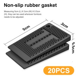 Cyleibe 20 Pack Furniture Leveling Pads, Flexible Rubber Table Leverler Pads, Leveling Shims for Home Improvement, Level Wedges,Cabinet Shims,Chair Shims, Waterproof Non-Slip, Stackable Black