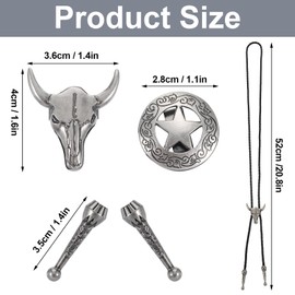 JJUNW Pack of 2 Bolo Tie, Bolo Tie, Cowboy Costume Men's Western Outfit Men's Western Cowboy Tie Necklace Lariat Necklace Black Leather Rodeo Pendant for Men and Women, black