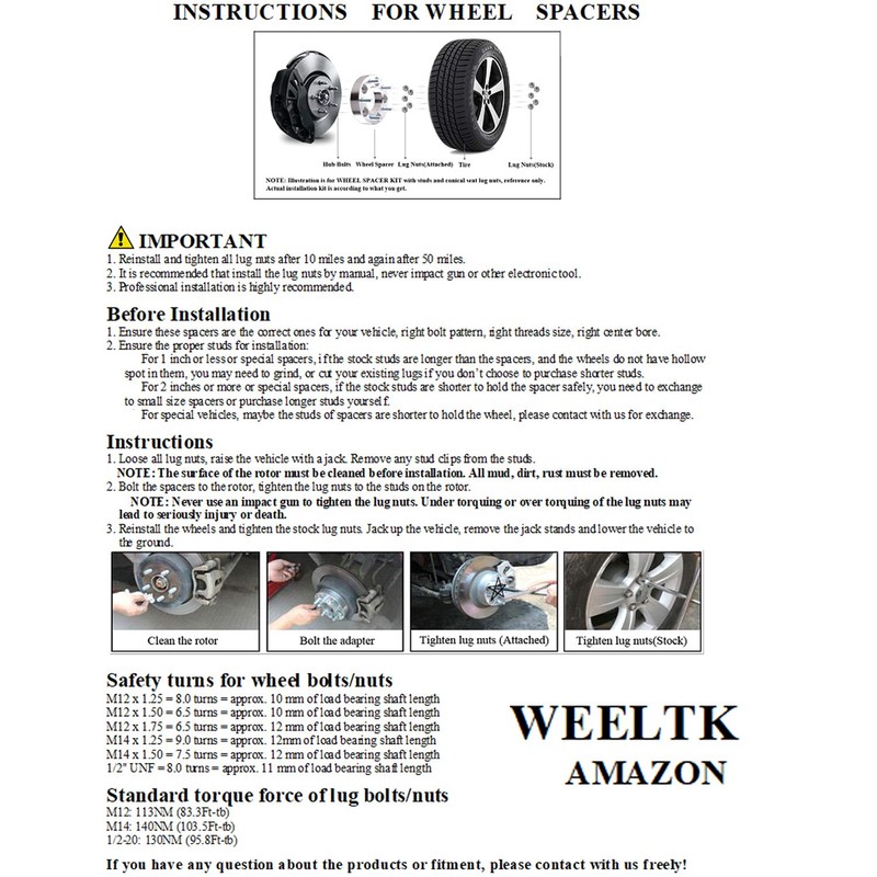 WHEELTECH 4 Wheel Spacers 2" Thick 5x5 with 1/2" Studs