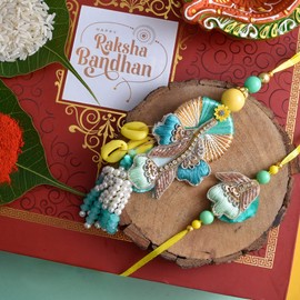 Amelia Designer Rakhi Lumba Combo for Bhabhi and Bhai | Stylish Designer Rakhi, One size