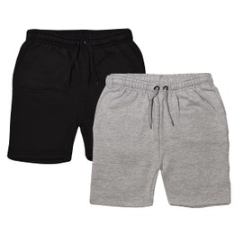 GW CLASSY OUTFIT 2 Pack Men's Shorts Summer Fleece Jogging Lounge Wear Shorts Pack in Plain Black & H-Grey with Pockets S-3XL (2XL, 2X Mens Shorts Plain (Black/H Grey))