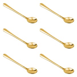 BOXOB 6pcs Tiny Gold Stainless Steel Spoons, 3 x 0.6 Inch Cute Mini Condiment Tea Spoons Practical Little Scoops Small TeaSpoons for Spices Jars Sugar Honey Dessert Coffee Ice Cream