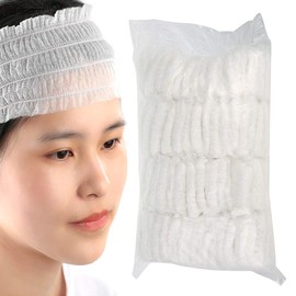 100Pcs Disposable Non-woven Spa Headband Elastic Hair Wraps Facial Headbands for Home Use Hotel Spa and Hair Salon