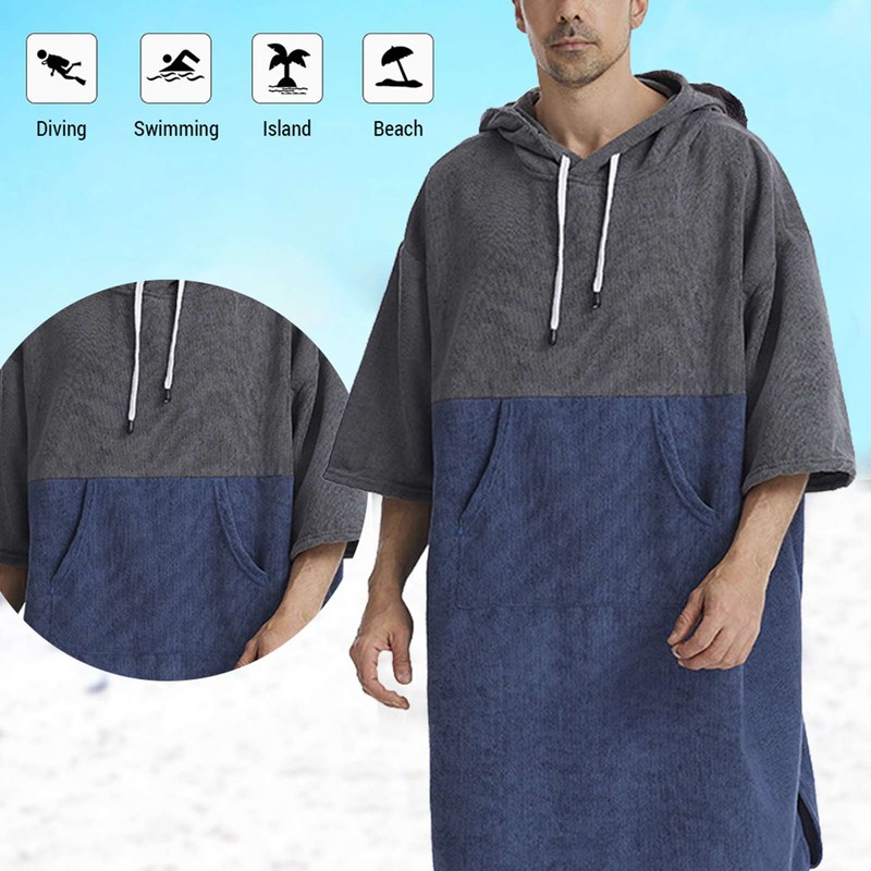 Quick Dry Bath Towels Pool Changing Robe Quick-Dry Poncho Surfing