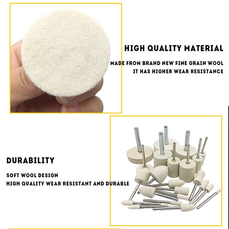 CHENTEC 100pcs Multifunctional Wool Mandrel Mounted Grinding Polishing Accessories Attachment