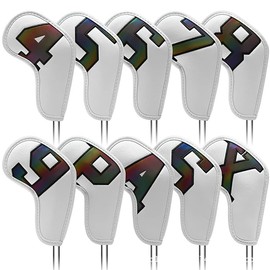 Scott Edward 14PCS Wedge Iron Golf Headcover Set PU Waterproof and Durable Strong Magnetic, Large Numbers Perfect for Most Brand Clubs